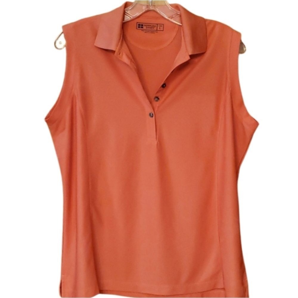 Bermuda Sands Coral Gigi Sleeveless‎ Polo Golf Shirt Size Large